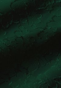 Tessuto verde scuro testurizzato con un motivo floreale in rilievo, dalla finitura liscia e un leggero lucido.