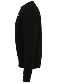 Zwarte sweatshirt met een ronde hals, lange mouwen, geribbelde manchetten en zoom. Gemaakt van zachte stof met een eenvoudig ontwerp en zonder zichtbare patronen.