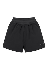 Shorts de sport noirs avec une large ceinture dotée de détails en mesh et le logo "Ted Baker Sport" sur la jambe inférieure droite.