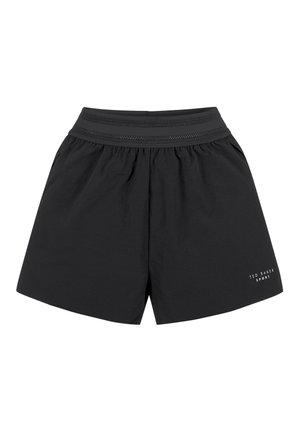 Shorts de sport noirs avec une large ceinture dotée de détails en mesh et le logo "Ted Baker Sport" sur la jambe inférieure droite.