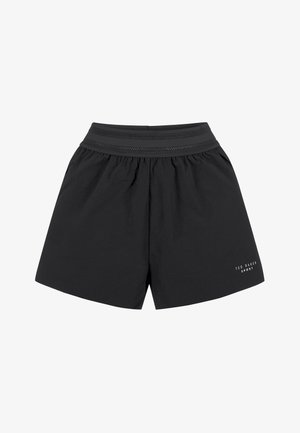 Shorts de sport noirs avec une large ceinture dotée de détails en mesh et le logo "Ted Baker Sport" sur la jambe inférieure droite.