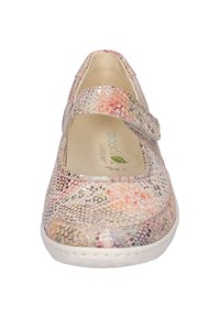 Lichtgewicht Mary Jane-schoen in meerkleurige slangenprint. Heeft een afgeronde neus, een riem over de wreef en een gevoerde binnenzool.