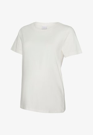 Enkel hvit bomulls-T-skjorte med korte ermer og rund hals, vist på hvit bakgrunn.