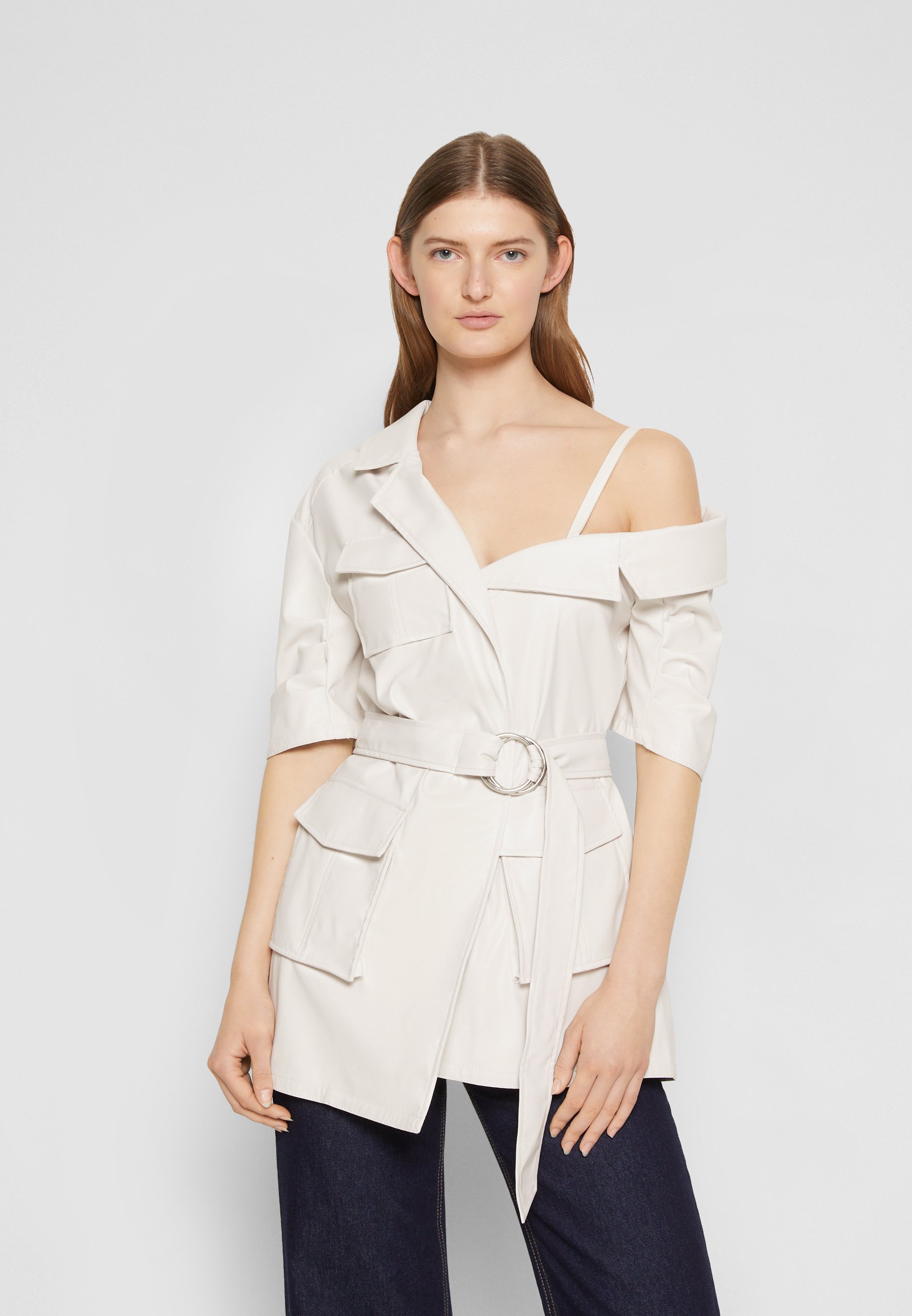 Cinq à Sept Katie Faux Leather Jacket Ivory, Women's, Size: 8, Off-White