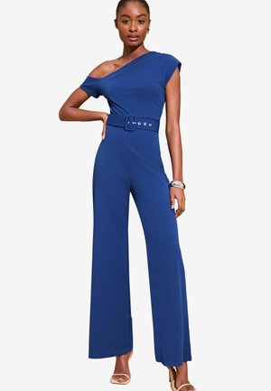 Lipsy BELTED ONE SHOULDER BARDOT WIDE LEG - Overal - blue