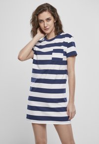 Urban Classics STRIPE BOXY - Žerzejové šaty - darkblue/white