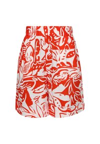 Pantalones cortos rojos y blancos con un patrón de hojas y flores. Fabricados con un tejido ligero y con una cintura elástica para mayor comodidad.