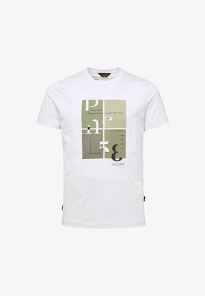 R NECK SINGLE - Print T-shirt - bright white