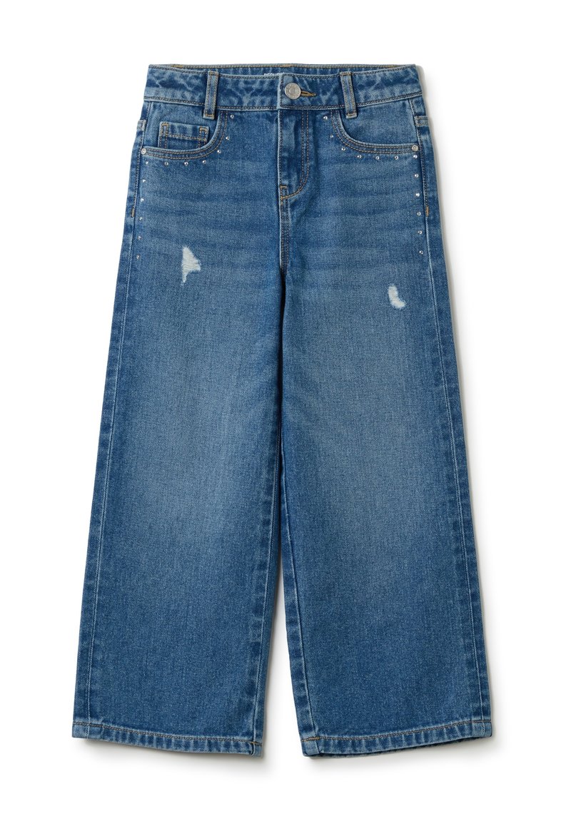 OVS CULOTTE WITH STUDS AND ABRASIONS - Vaqueros a campana - medium wash