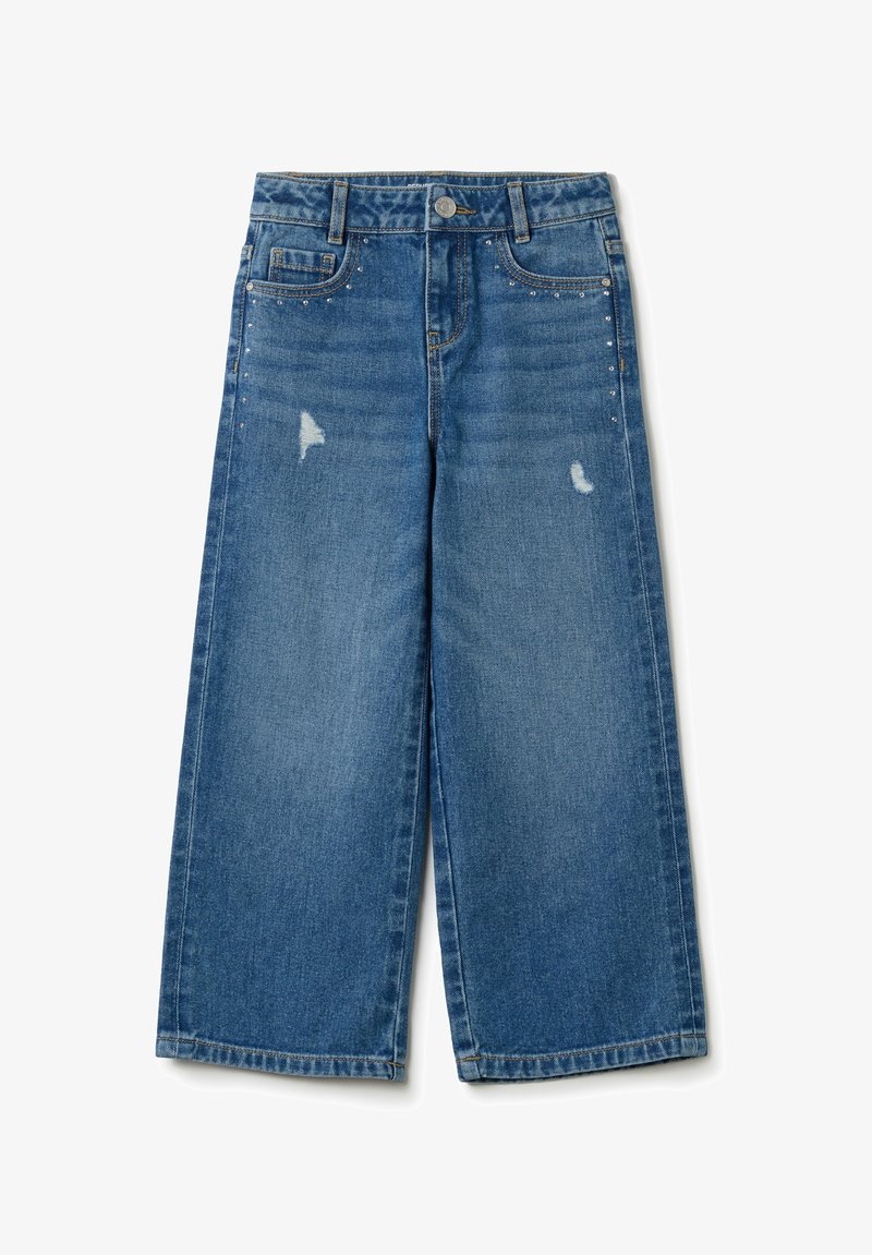 OVS CULOTTE WITH STUDS AND ABRASIONS - Jean flare - medium wash
