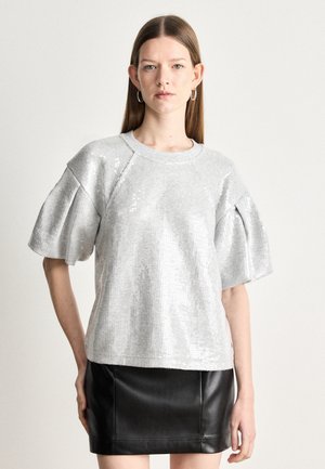 SEQUIN PUFF SLEEVES  - T-shirt imprimé - sky grey heather