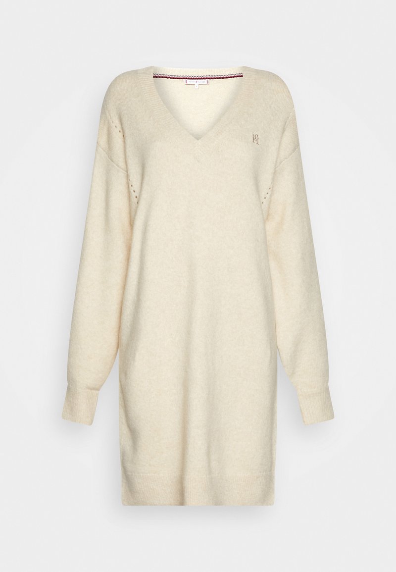 Tommy Hilfiger SHORT DRESS Jumper dress heathered oatmilk/offwhite