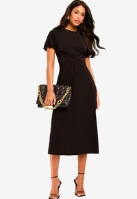 Lipsy CROSS FRONT MIDI-REGULAR FIT - Džersejové šaty - black