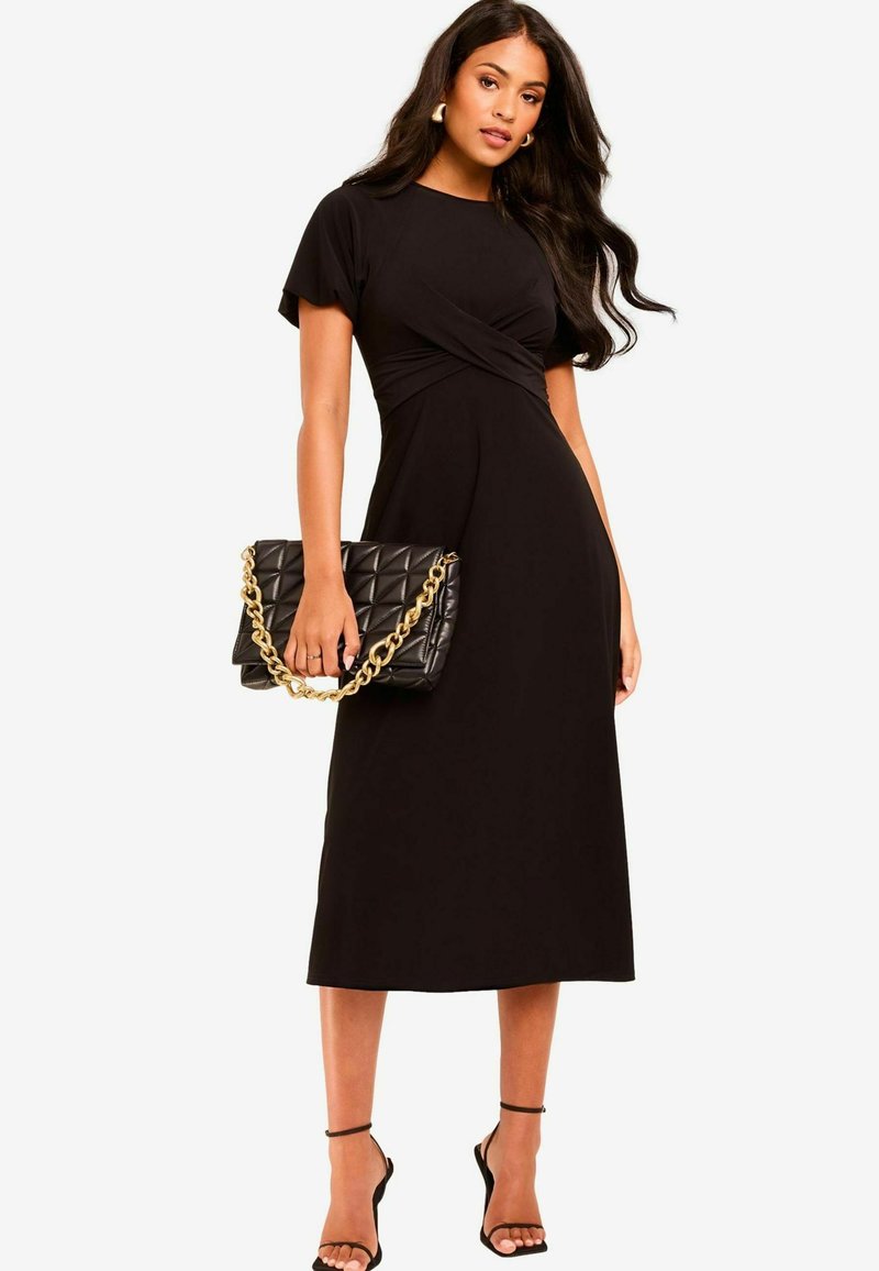 Lipsy CROSS FRONT MIDI-REGULAR FIT - Džersejové šaty - black