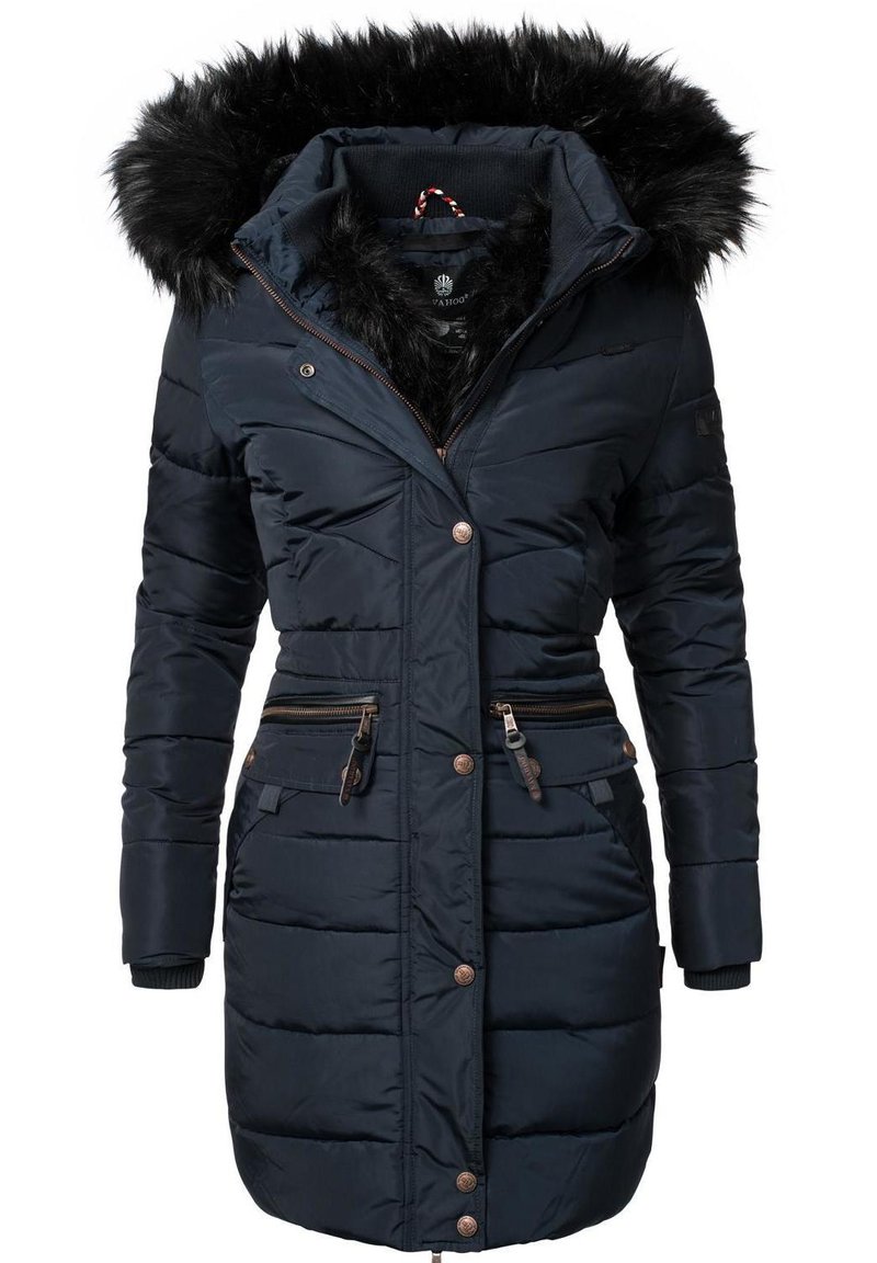 Navahoo Paula - Winter coat - blau mit schwarzem fell