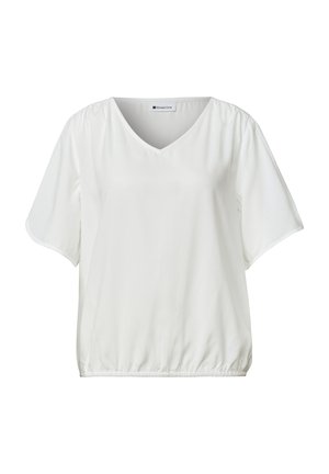 Street One, KURZARM BLUSENSHIRT MIT V-NECK - Pusero - off white