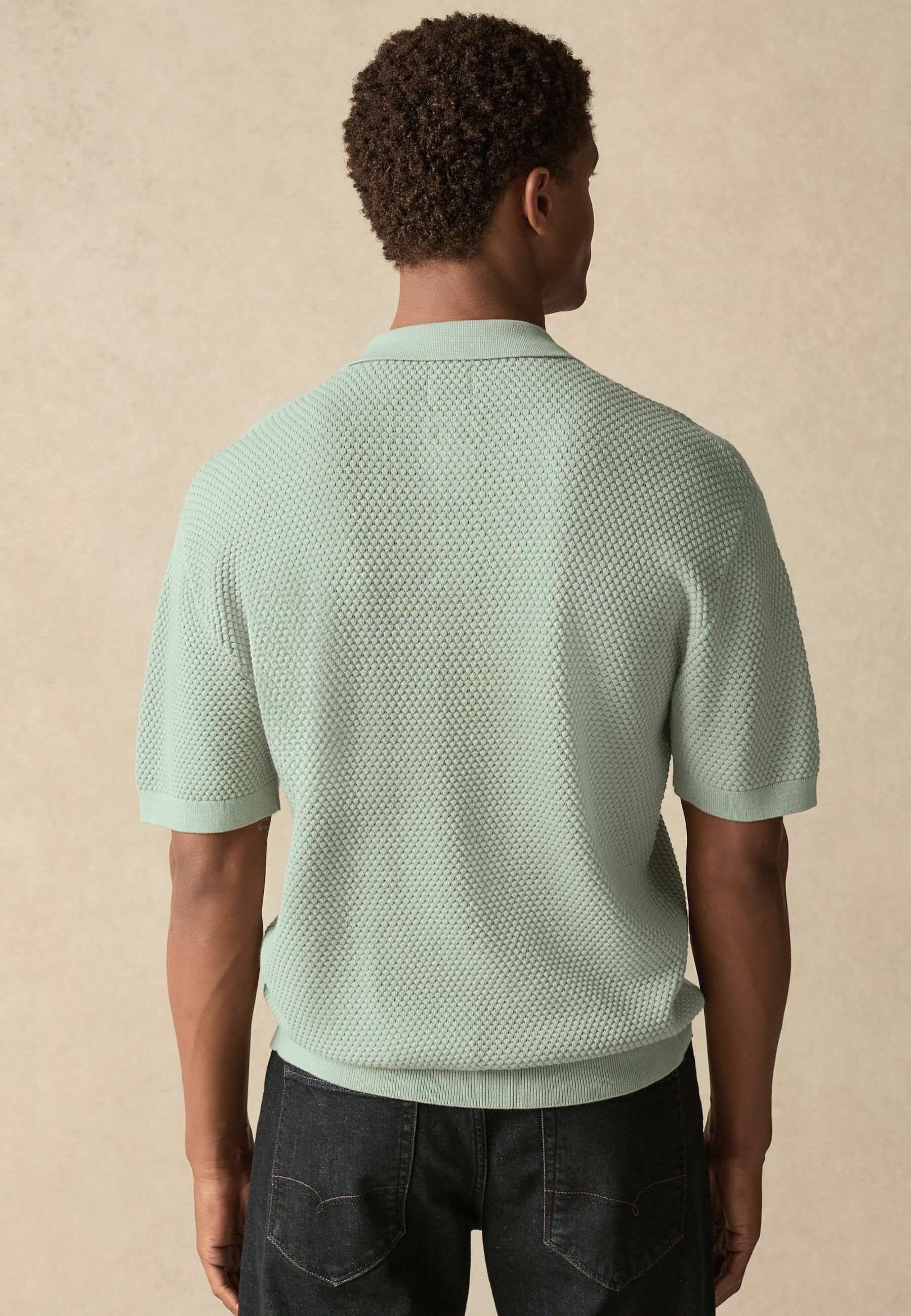 Next TEXTURED SHORT SLEEVE ZIP - Polo shirt - light green