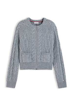 Tommy Hilfiger, WOOL BLEND CABLE KNIT SLIM CARDIGAN - Жилетка - medium grey heather