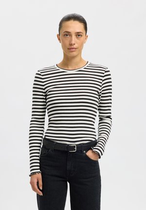 Selected, SLFANNA - T-shirt à manches longues - black/snow white