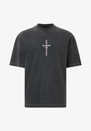 AllSaints KNOX CREW - Camiseta estampada - washed black