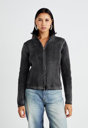Weekday MOCK NECK ZIP CARDIGAN - Ζακέτα - washed black