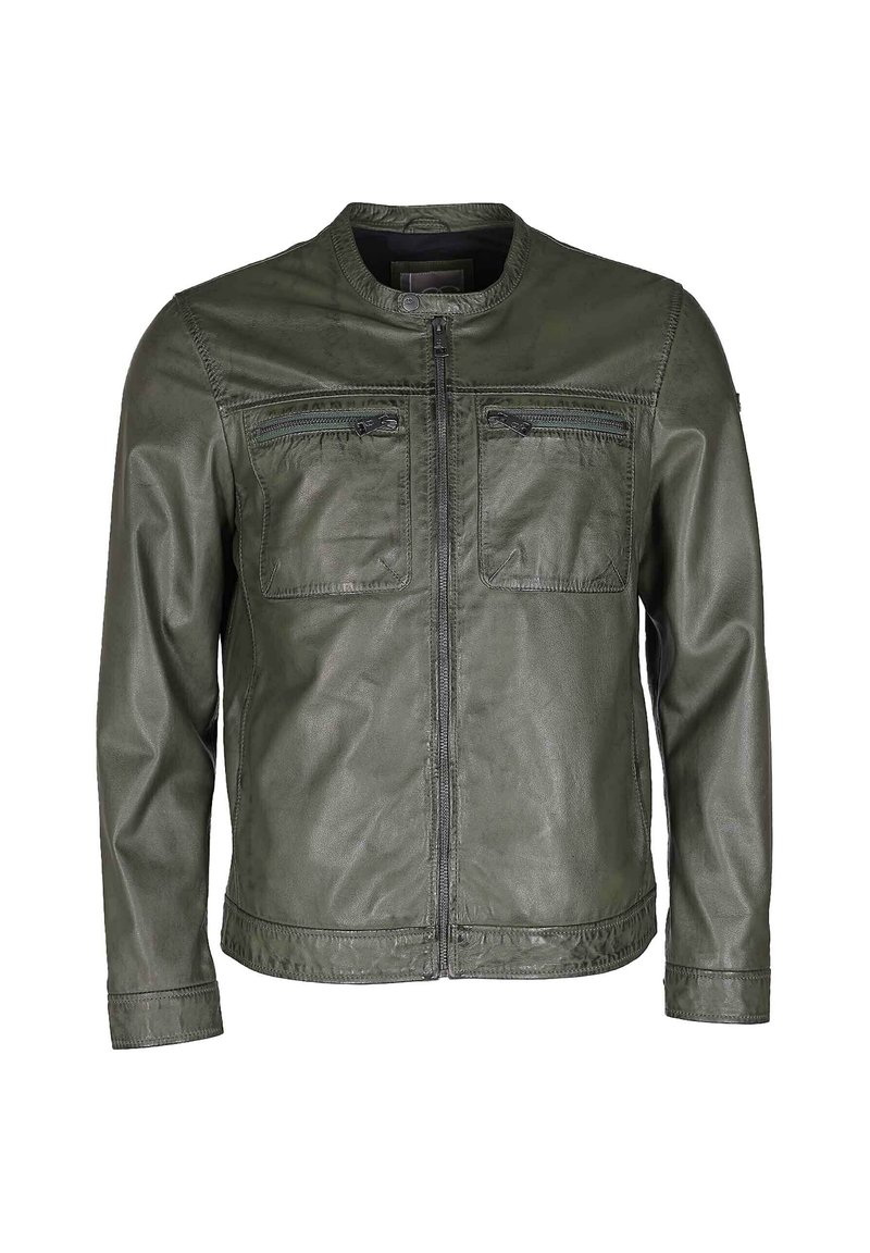 JCC - Leather jacket - olive, Enlarge