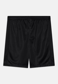 Svarta sportshorts i slätt, lätt material med resårmidja och sidopaneler i mesh för andningsförmåga.