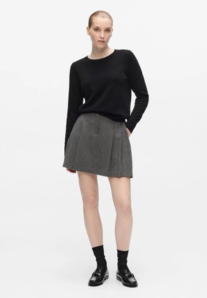 KARL LAGERFELD, FLANNEL PLEATED MINI SKORT - A-Linien-Rock - mid grey melange