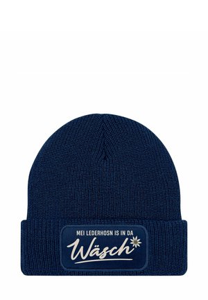 PATCH MIT SPRUCH LUSTIG SERVUS - Beanie - lederhosn dunkelblau