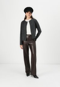 Vero Moda VMMARINA O NECK BOO - Cardigan - dark grey melange