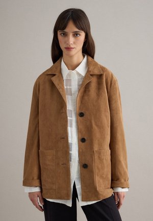 WITH BUTTONS - Chaqueta de cuero - light brown