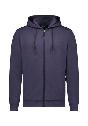 Hoodie met ritssluiting in donkerpaars. Gemaakt van een katoenmix, met verstelbare trekkoorden, zijzakken en elastische boorden en zoom.