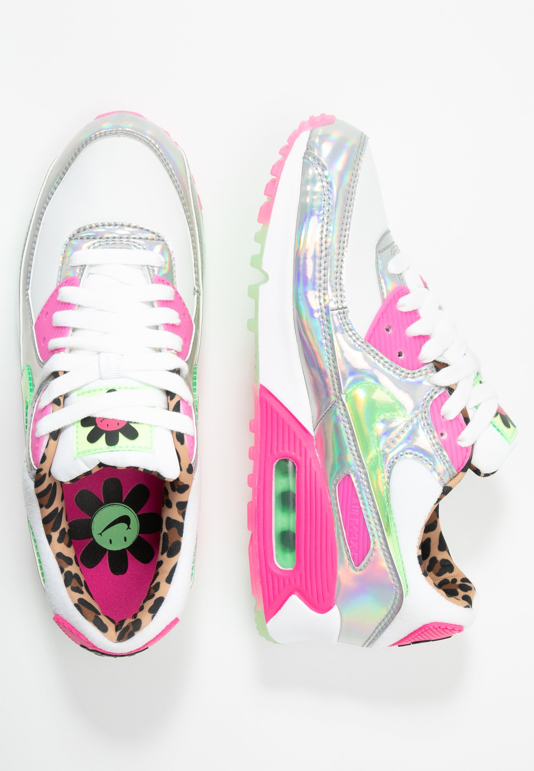 Nike Sportswear AIR MAX 90 - Trainers - white/illusion green/laser fuchsia/black/pink  - Zalando.co.uk