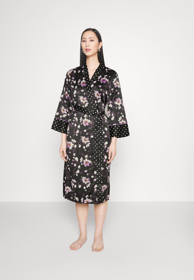 Pour Moi LUXE PRINT MIX LONGLINE GOWN Badekåber blacks/sort Zalando.dk