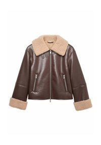 BUCKLE DETAIL AVIATOR - Chaqueta de cuero sintético - dark chocolate