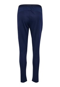 Marinblå träningsleggings med ett slätt, stretchigt tyg. Har ett brett, elastiskt midjeband och avsmalnande ben för en figurnära silhuett.