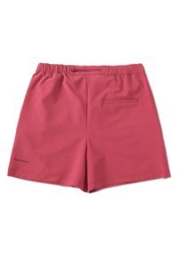 Rosa Shorts aus dehnbarem Stoff, mit einem elastischen Bund, einer Gesäßtasche und einem schlichten, klaren Design.
