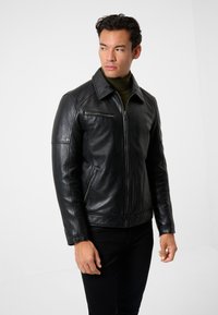 CLAUDE - Leather jacket - schwarz