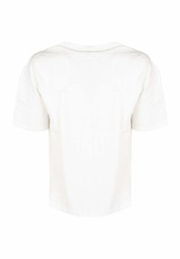 Hvid bomulds t-shirt med korte ærmer, rund halsudskæring og lige kant. Glat tekstur, afslappet pasform og ingen synlige mønstre eller grafik.