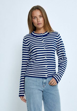 FABIENNE SHORT - Cardigan - navy peony stripe