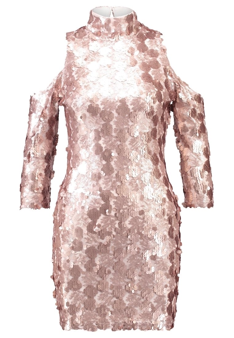 tfnc gold dress TFNC sequin midaxi dress with scalloped hem in rose gold