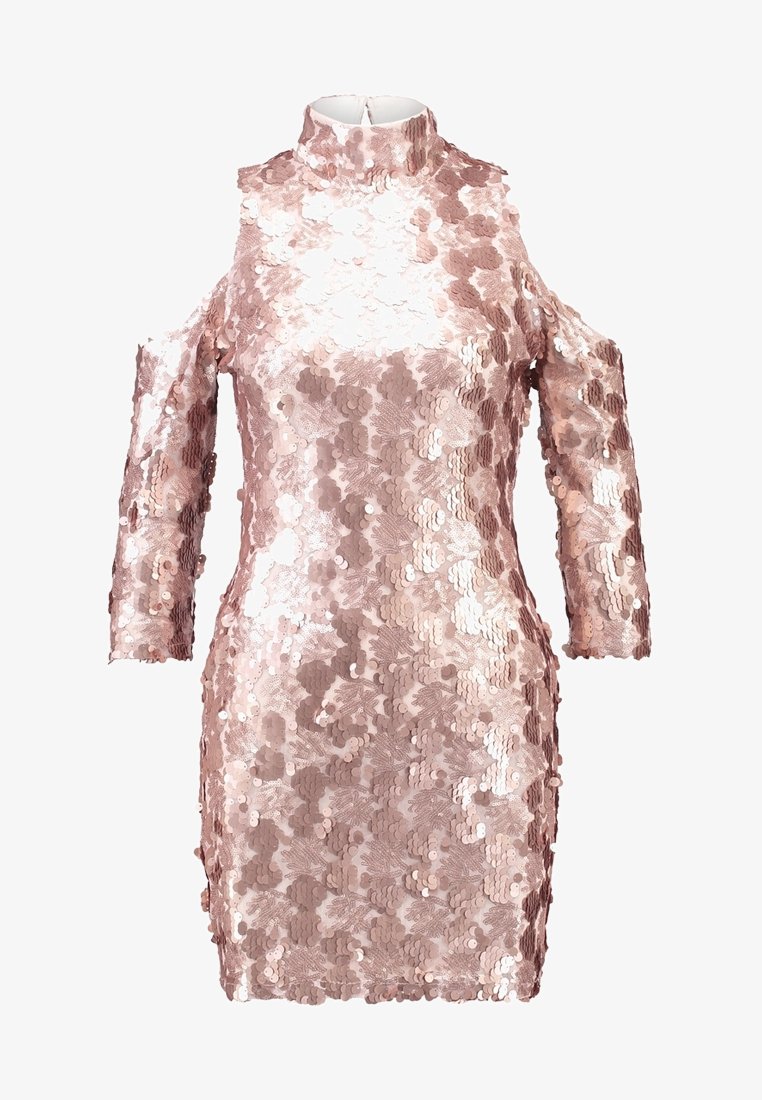 tfnc gold dress TFNC sequin midaxi dress with scalloped hem in rose gold
