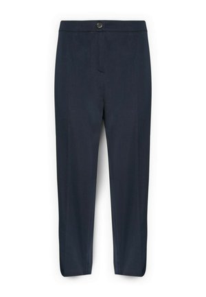 Pantaloni sartoriali blu navy con chiusura a bottone e zip, gambe dritte e design pulito e minimalista.