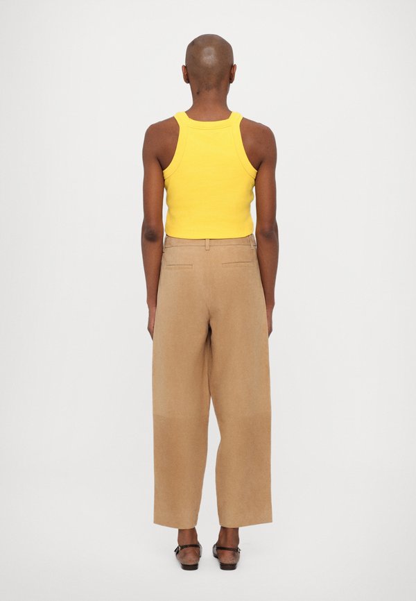 RUTHY - Leather trousers - beige3