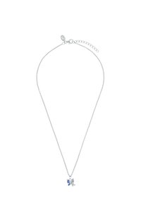 Collana in argento con pendente a forma di farfalla, con accenti blu. Catena fine con chiusura a gancio e lunghezza regolabile.