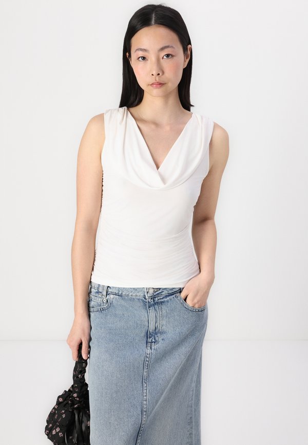 Draped Cowl Neck Top - Top4