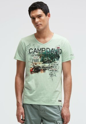 MIT V-NECK UND - Print T-shirt - faded mint