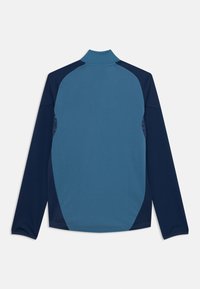 Sportshirt met lange mouwen, gekenmerkt door een combinatie van lichtblauwe en donkerblauwe kleuren, een subtiele textuur en een design met een nekkraag.