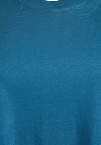 T-shirt in cotone color teal con scollatura rotonda e maniche corte. Texture liscia e colore uniforme senza motivi o dettagli aggiuntivi.