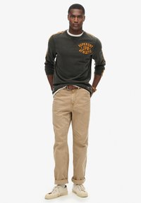 Superdry & Co ATHLETIC STRIPED LONG SLEEVE - Longsleeve - washed black